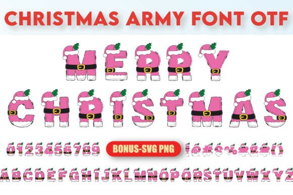 Christmas Army Pink Font for Holiday Crafts