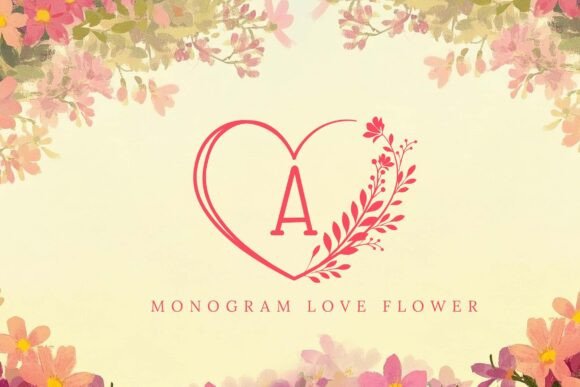 Monogram Love Flower Font for Branding