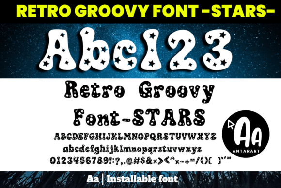 Retro Groovy Stars Typeface for Creative Branding