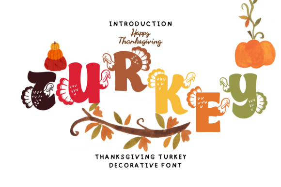 Thanksgiving Turkey Font for Seasonal Craft Designs